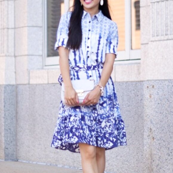 Peter Som for Design Nation Shibori & Tie Dye Belted Shirt Dress - Picture 14 of 16